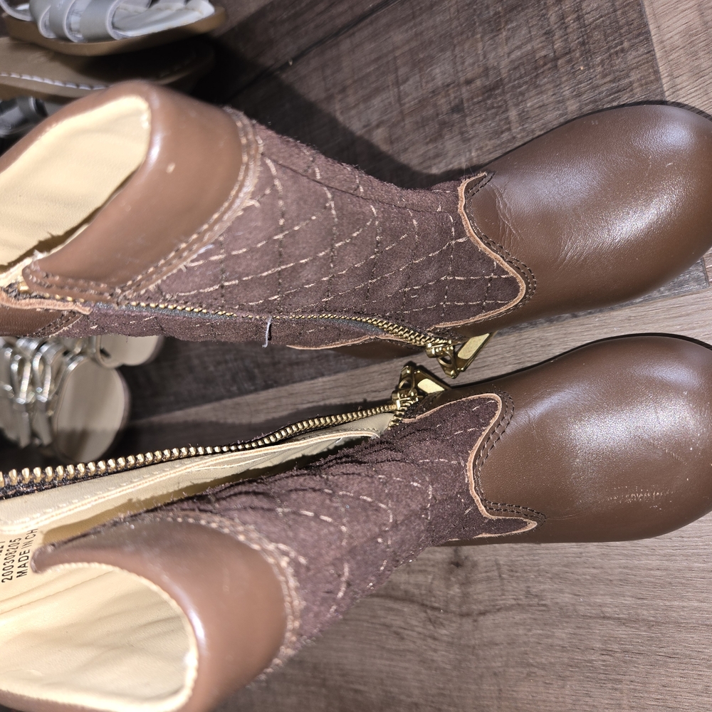 Janie and Jack Brown Boots with Leather and Fabric